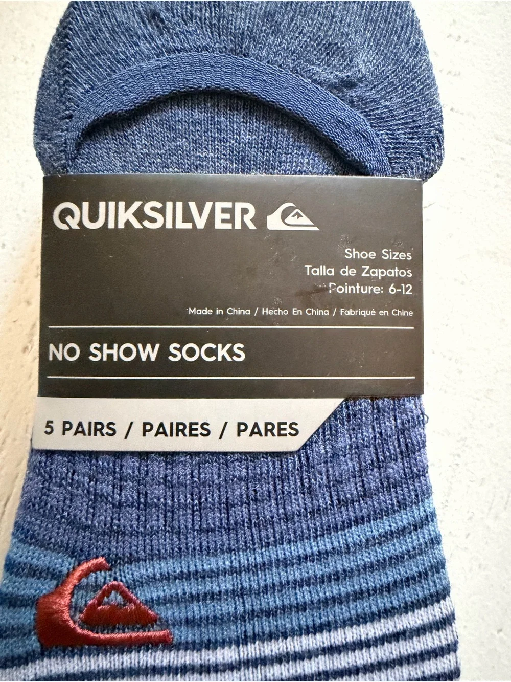 Quiksilver Men’s Size 6-12 No Show Socks. 5 Pairs. Multicolor. New with Tags.